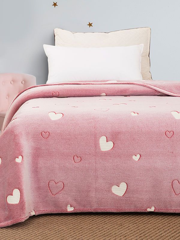 Κουβέρτα φωσφοριζέ κούνιας Hearts Pink 110×140
