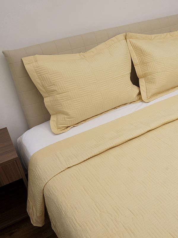 Κουβερλί Percale κεντητό Yellow Υπέρδιπλο (220×240)