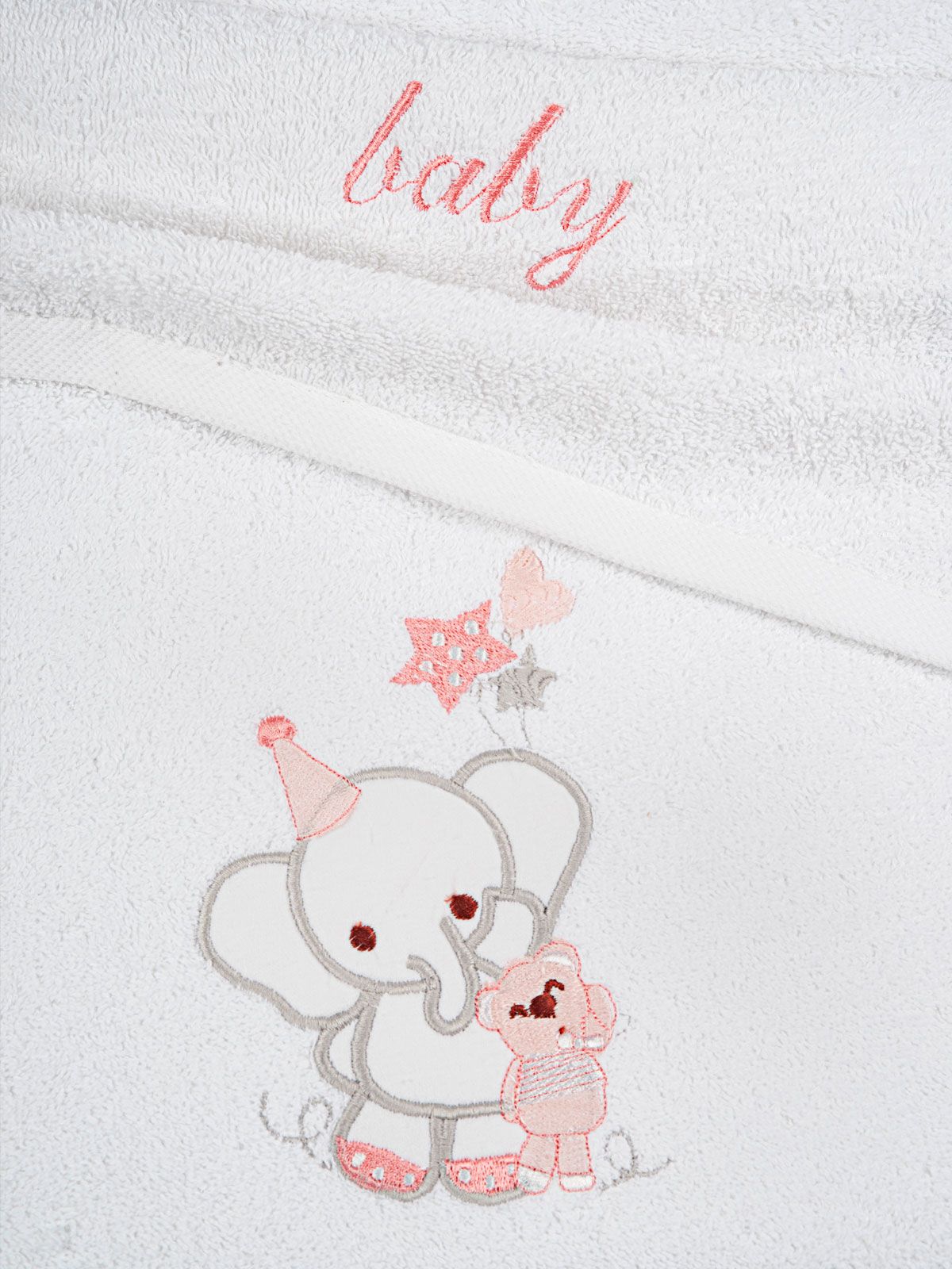 Σετ πετσέτες κεντητές Elephant 03 White/Pink