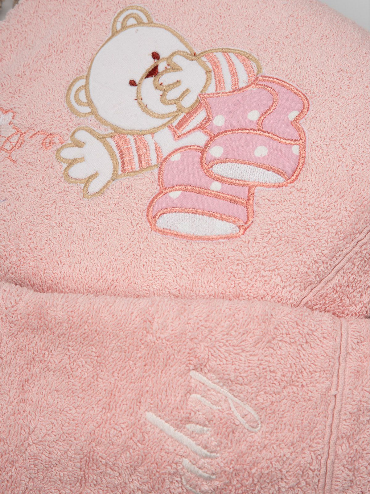 Σετ πετσέτες κεντητές Bear 04 Pink/Pink