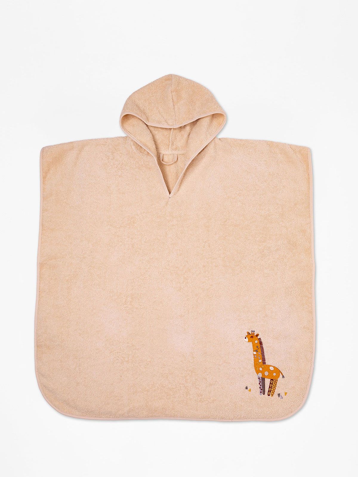 Fluffy Κεντητό Πόντσο Beige one size