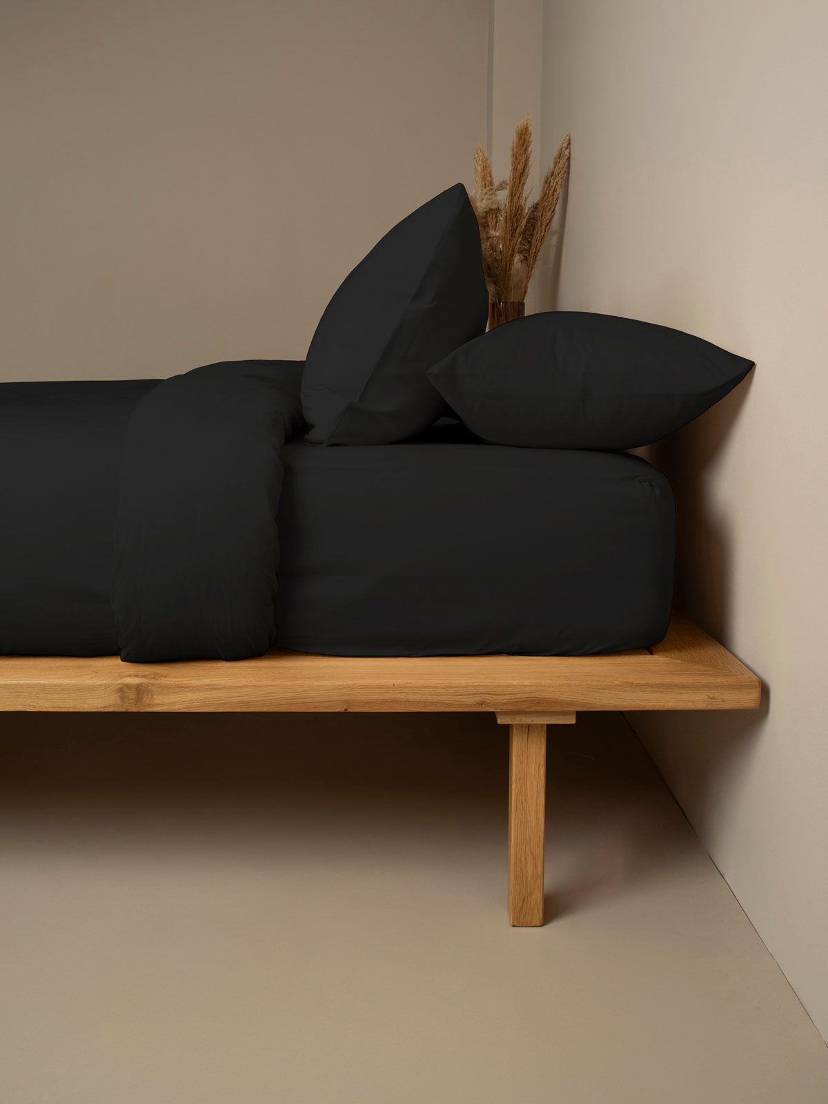 Σετ Σεντόνια Cotton Feelings 111 Black Υπέρδιπλο με λάστιχο (170×205+30)