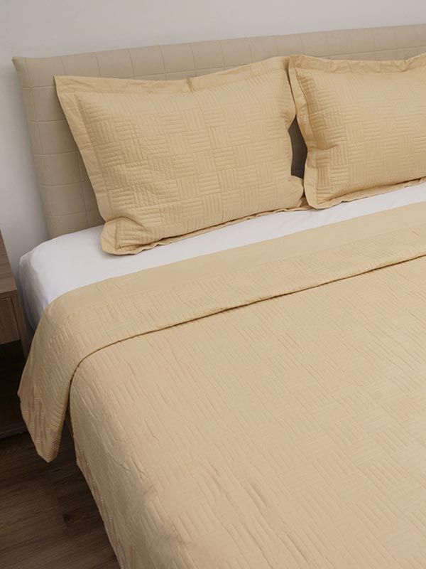 Κουβερλί Percale κεντητό Cream Υπέρδιπλο (220×240)