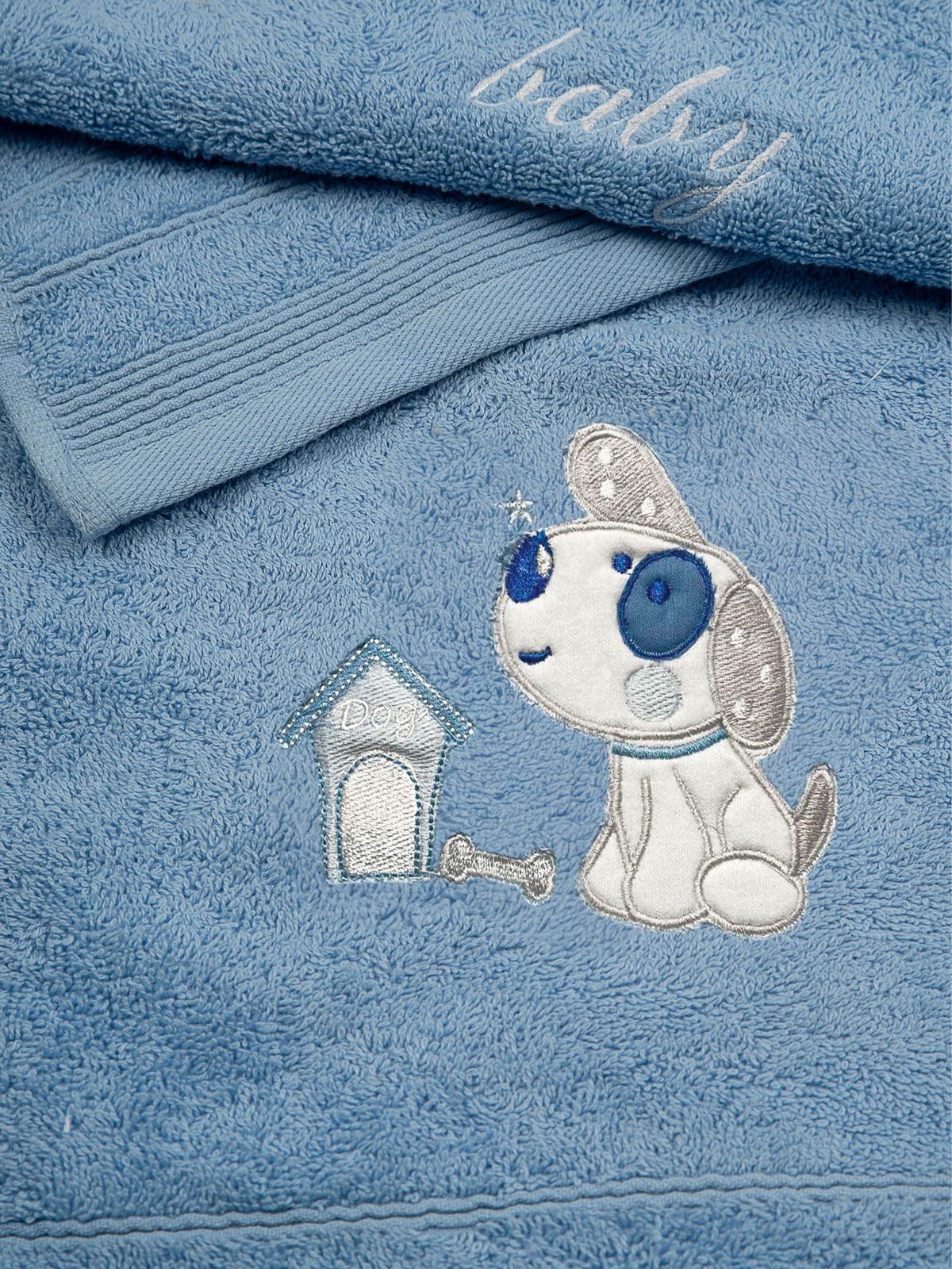 Σετ πετσέτες κεντητές Dog 07 Blue/Blue