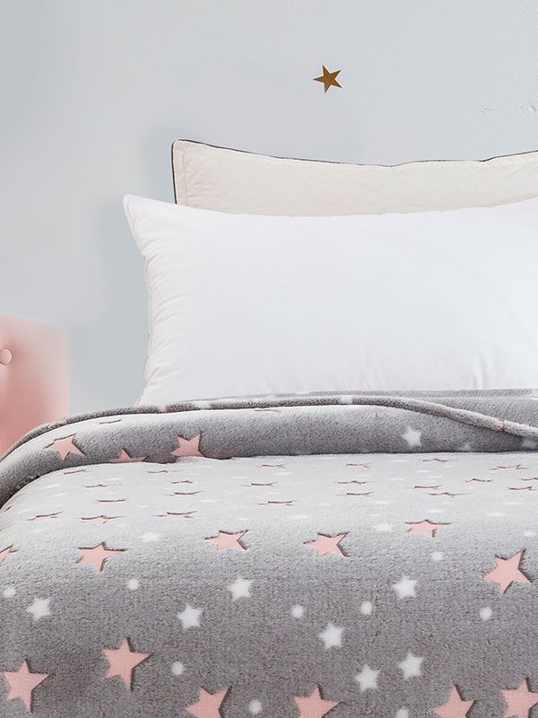 Κουβέρτα φωσφοριζέ αγκαλιας Stars Pink 80×90