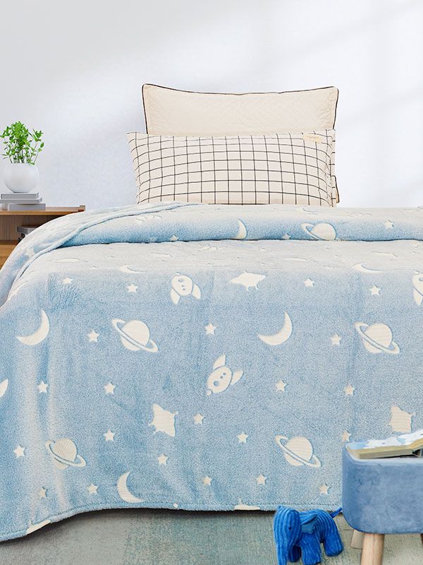 Κουβέρτα φωσφοριζέ κούνιας Space Blue 110×140