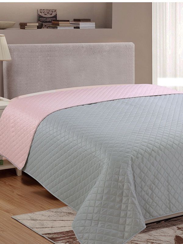 Κουβερλί Fiber Grey/Pink Μονό (160×220)