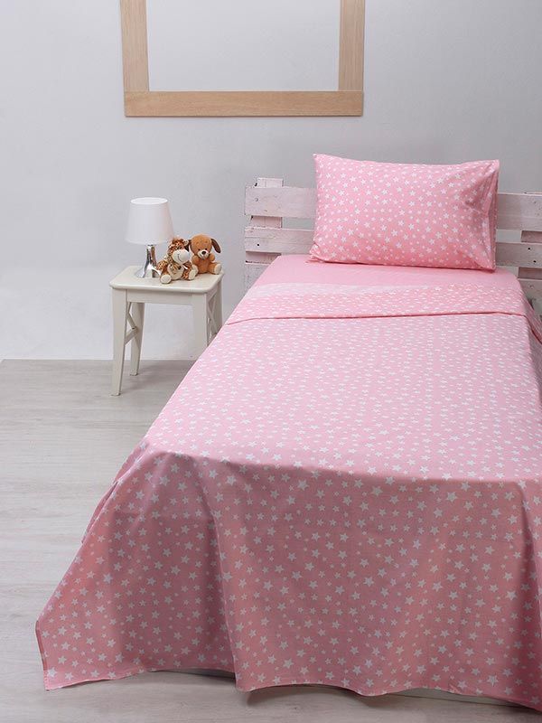 Σετ Σεντόνια cotton feelings 22 Pink Μονό με λάστιχο(105×205+30)
