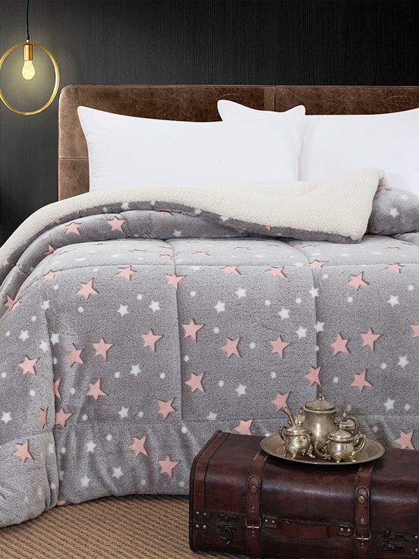 Κουβερτοπάπλωμα Φωσφοριζέ Μονό Stars Pink Μονό (160×220)