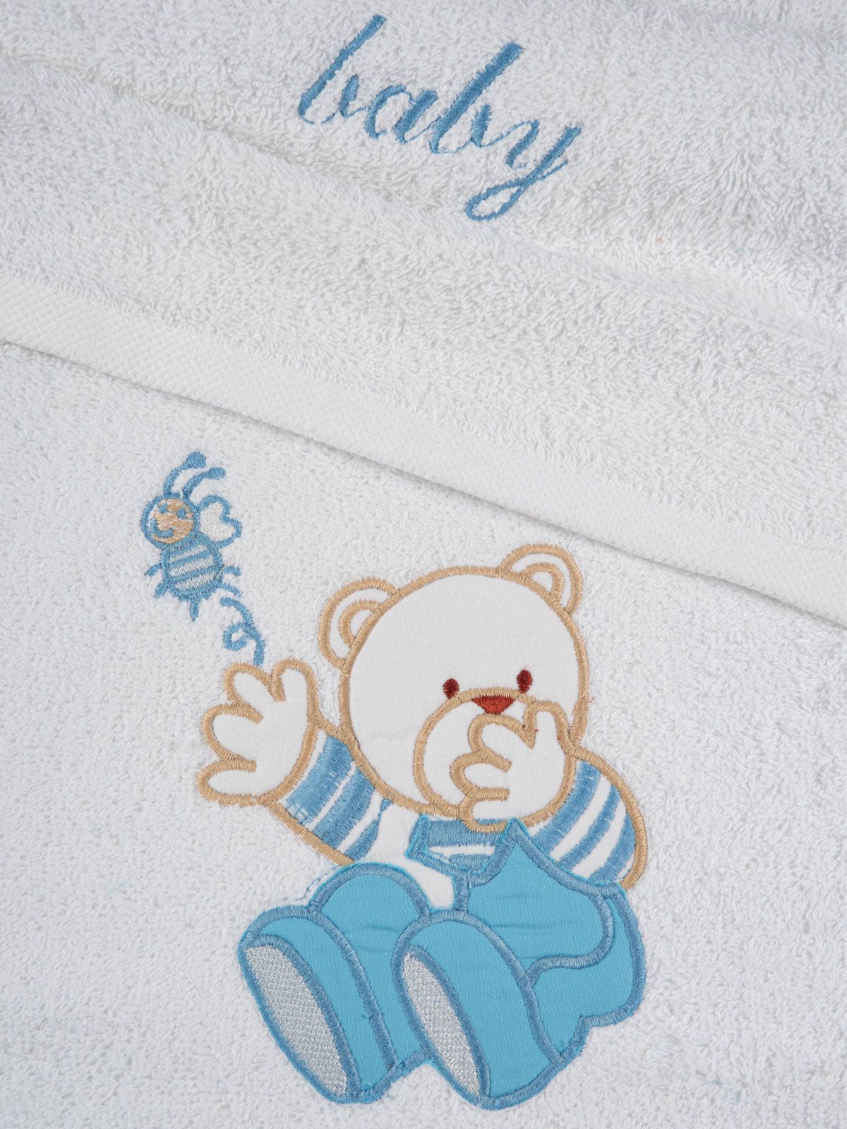 Σετ πετσέτες κεντητές Bear 04 White/Blue