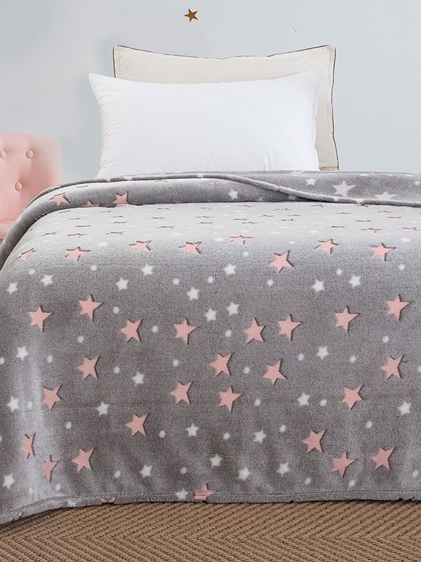 Κουβέρτα φωσφοριζέ κούνιας Stars Pink 110×140