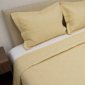 Κουβερλί Percale κεντητό Yellow
