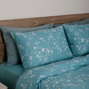 Σετ Σεντόνια Cotton Feelings 924 Aqua Διπλό με λάστιχο (150x205+30)