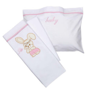 Σεντόνια κεντητά κούνιας Rabbit 12 Rose