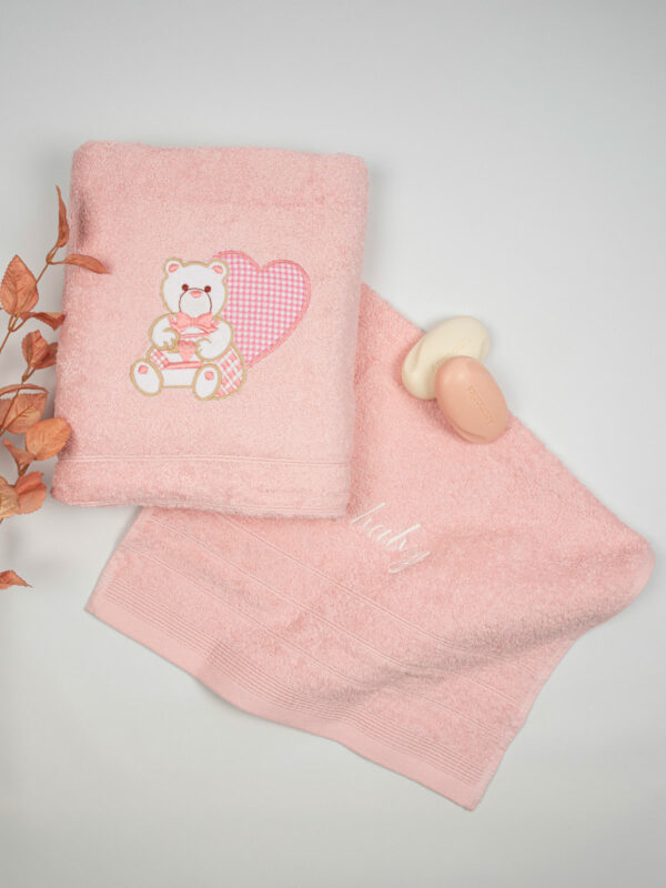 Σετ πετσέτες κεντητές Heart 10 Pink/Pink - Image 2