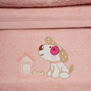 Σετ πετσέτες κεντητές Dog 07 Pink/Pink