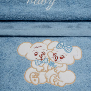 Σετ πετσέτες κεντητές Couple 06 Blue/Blue