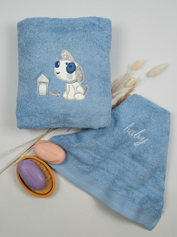 Σετ πετσέτες κεντητές Dog 07 Blue/Blue - Image 2