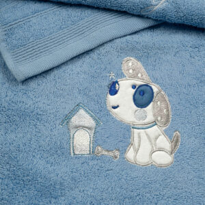 Σετ πετσέτες κεντητές Dog 07 Blue/Blue